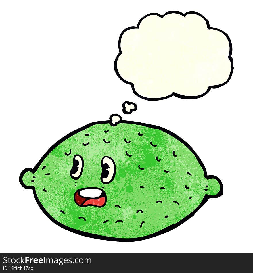 cartoon lime with thought bubble