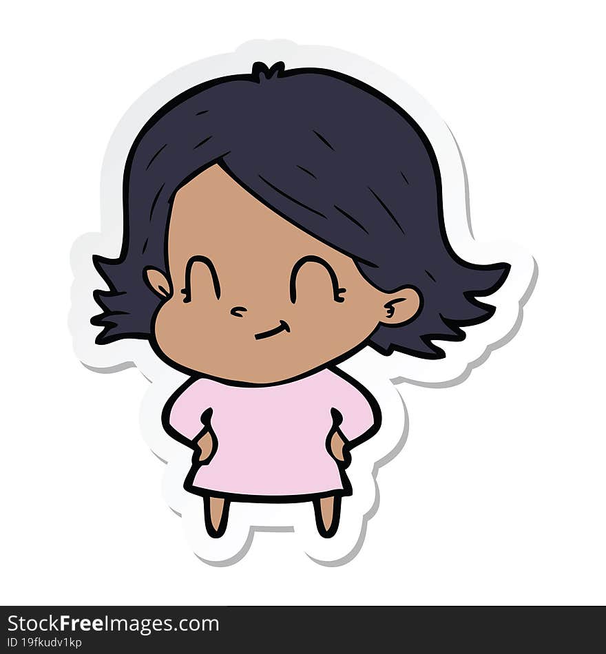 sticker of a cartoon friendly girl