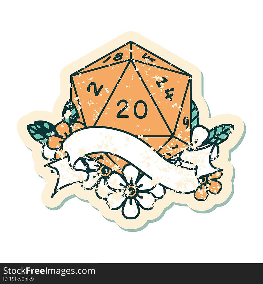 natural twenty D20 dice roll illustration