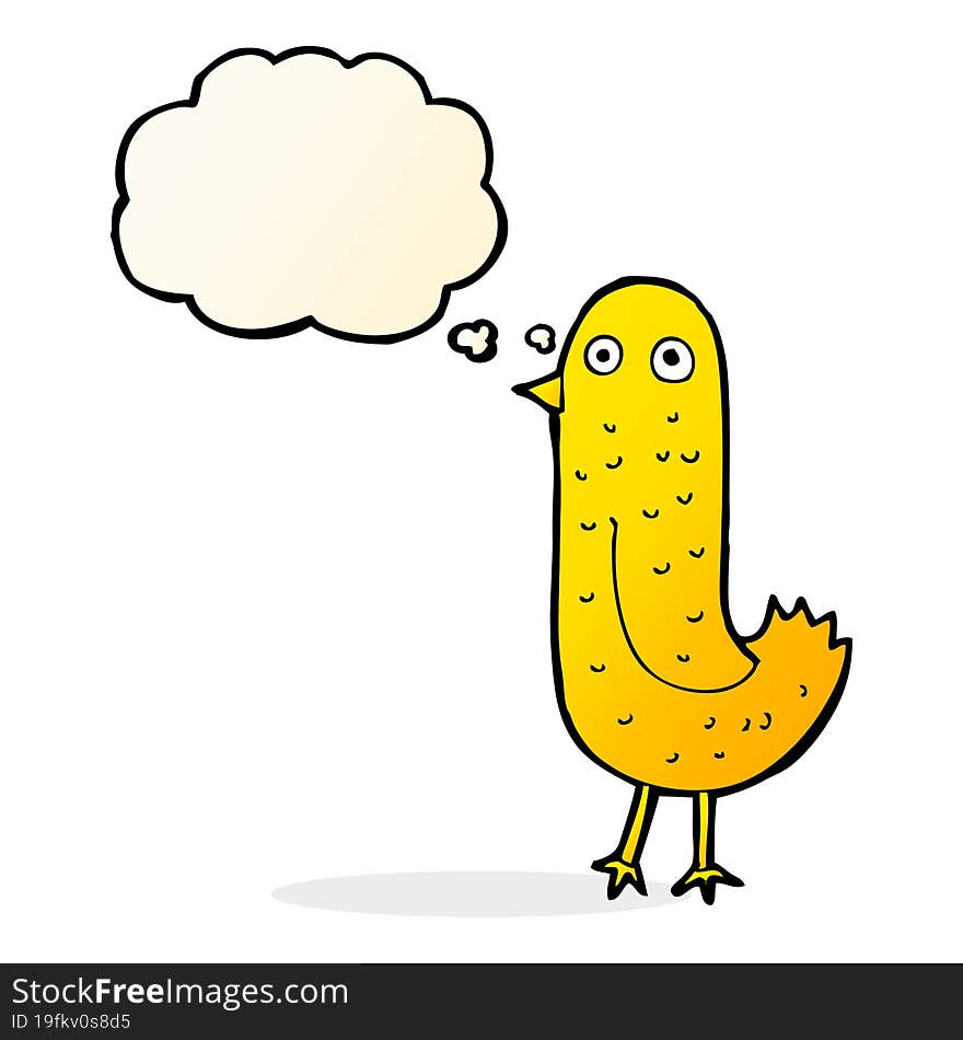 Funny Cartoon Bird With Thought Bubble