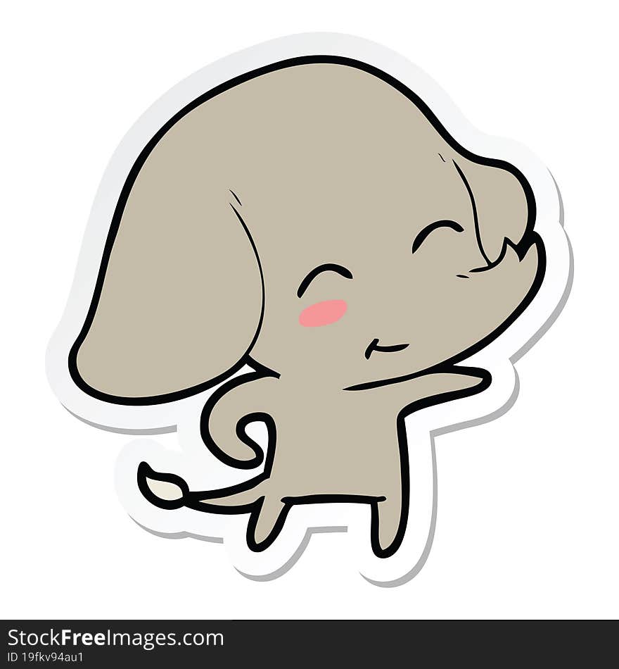 Sticker Of A Cute Cartoon Elephant