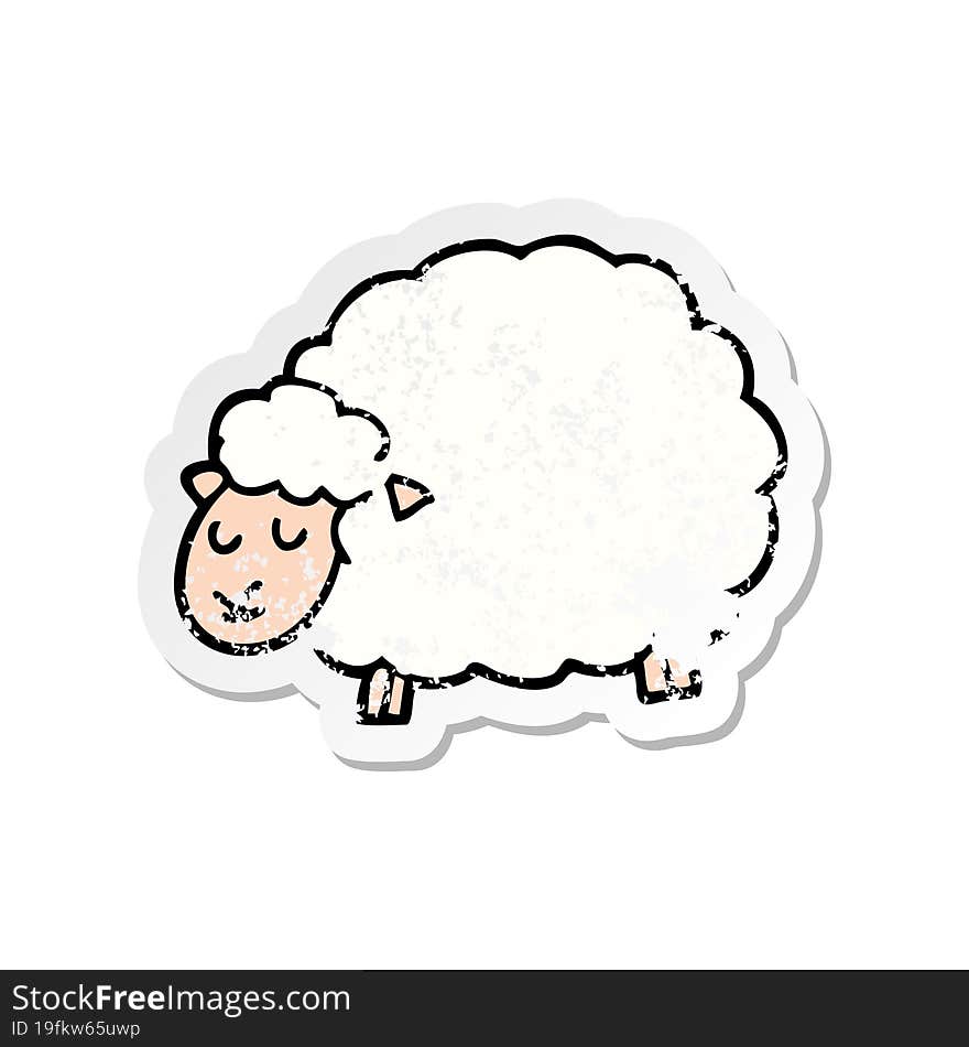 distressed sticker of a cartoon sheep