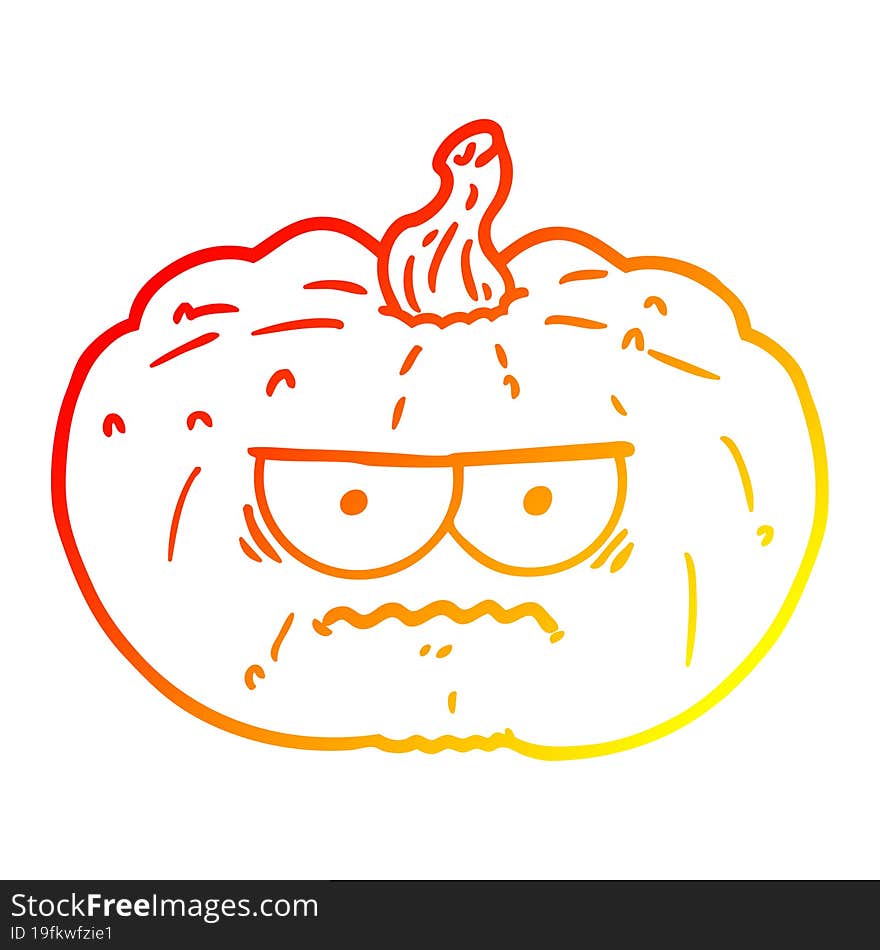 warm gradient line drawing cartoon pumpkin