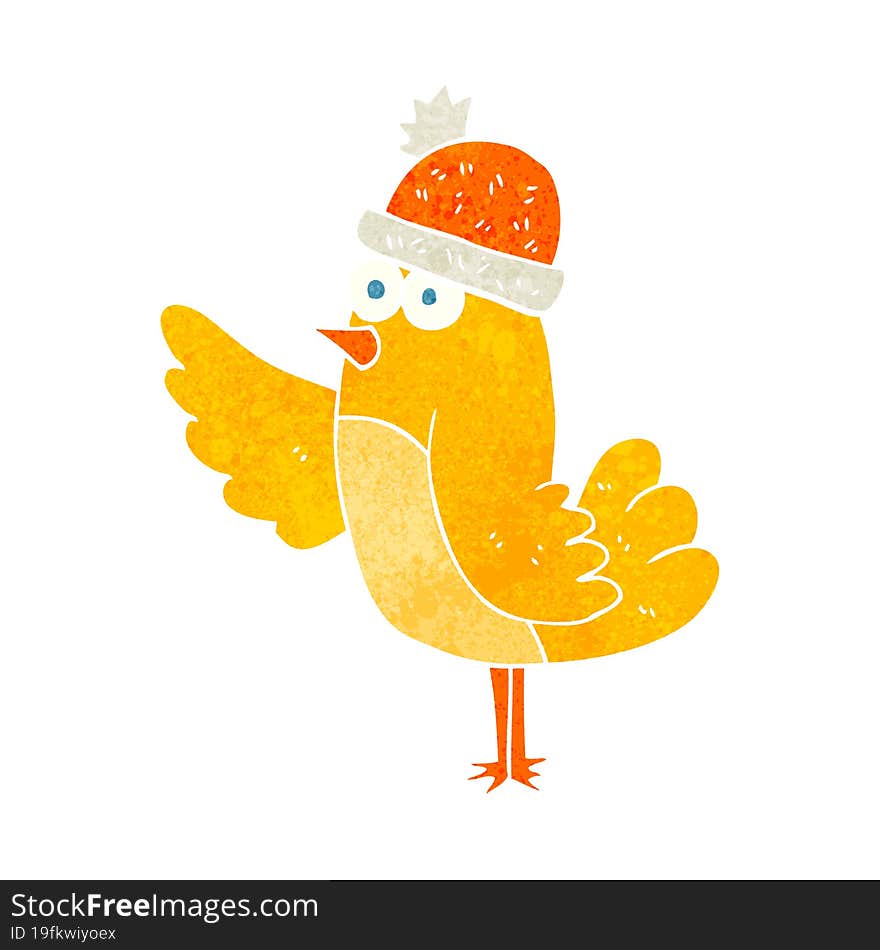 retro cartoon bird wearing hat