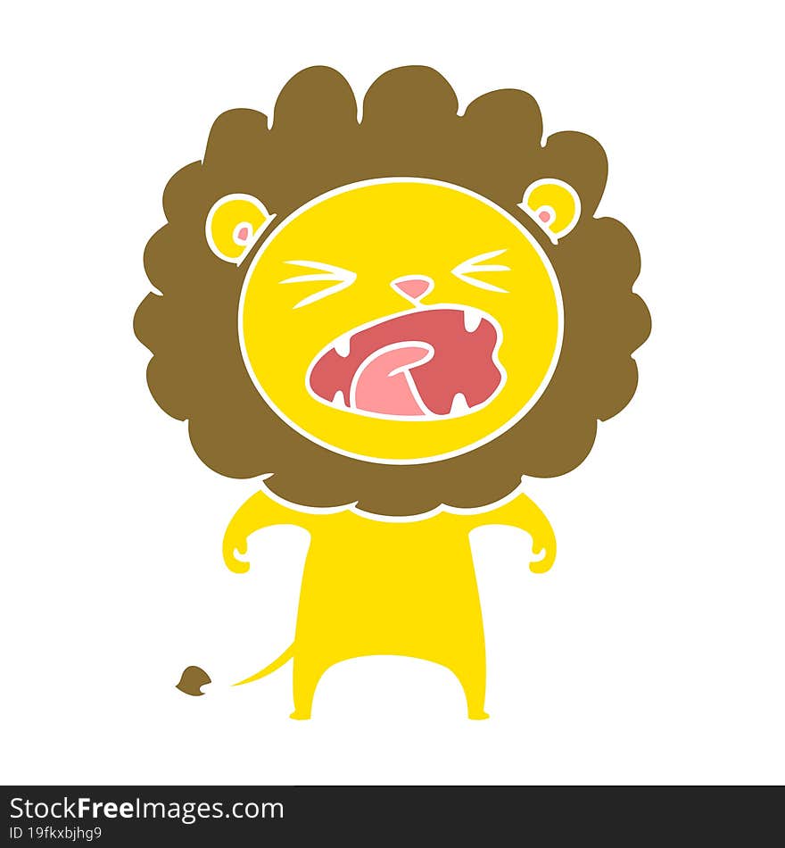 flat color style cartoon angry lion