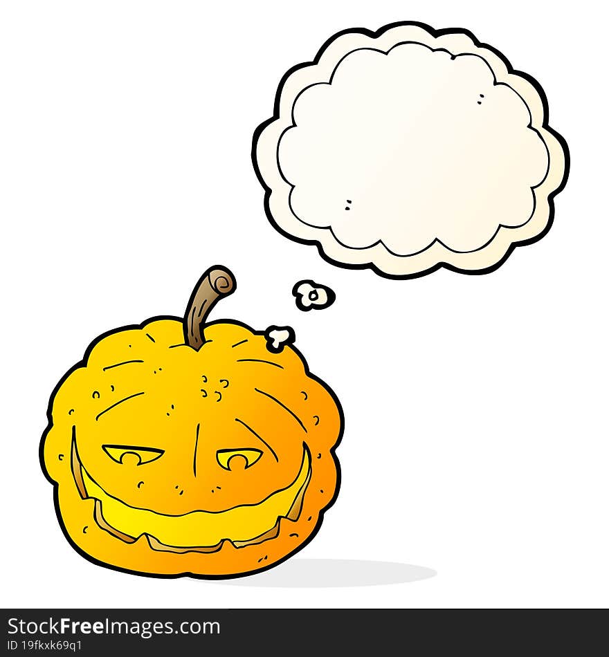 Cartoon Halloween Pumpkin With Thought Bubble