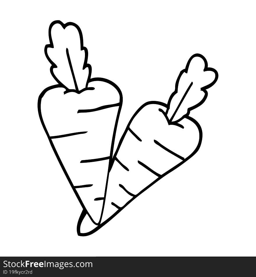 Line Drawing Cartoon Organic Carrots