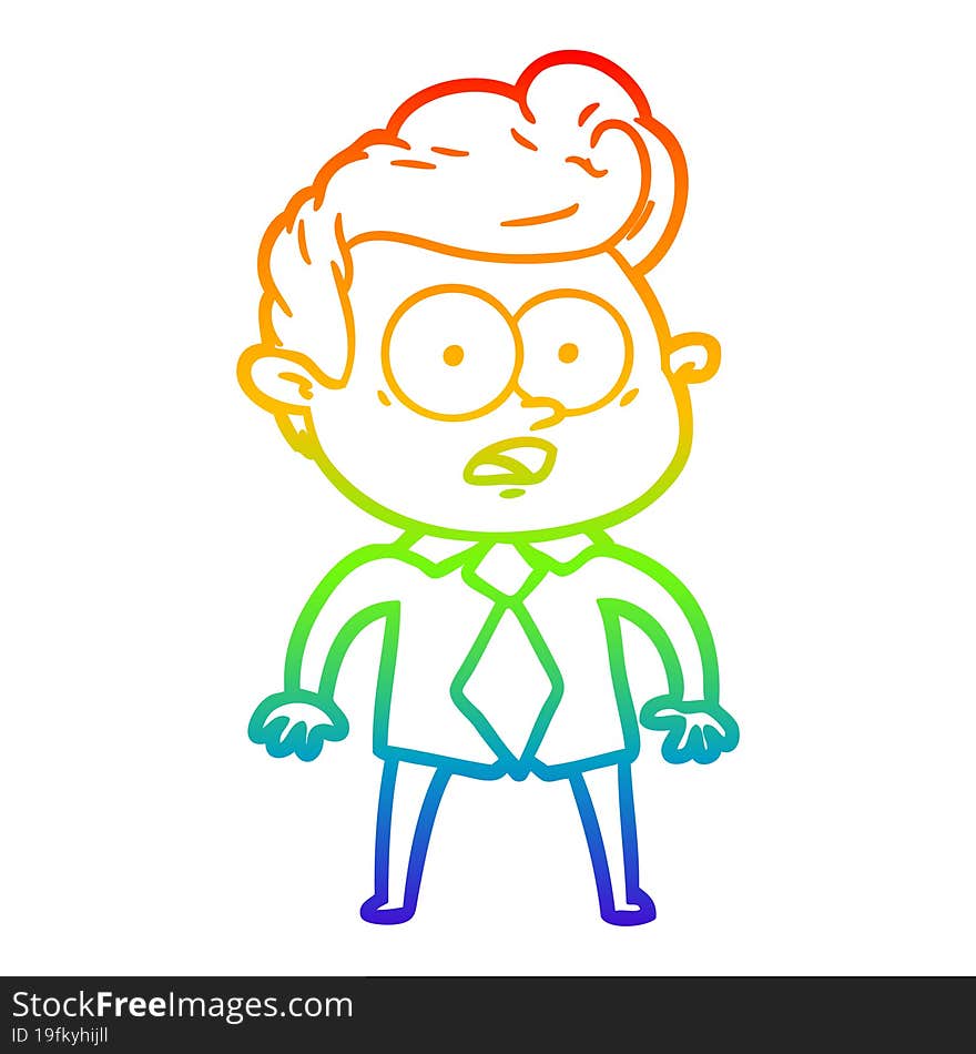 Rainbow Gradient Line Drawing Cartoon Staring Man