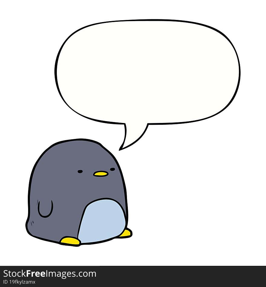 Cute Cartoon Penguin And Speech Bubble