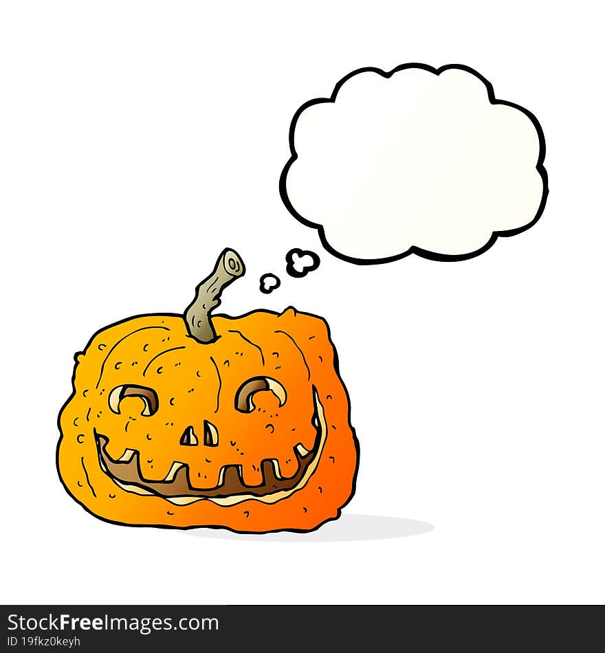 Cartoon Pumpkin With Thought Bubble