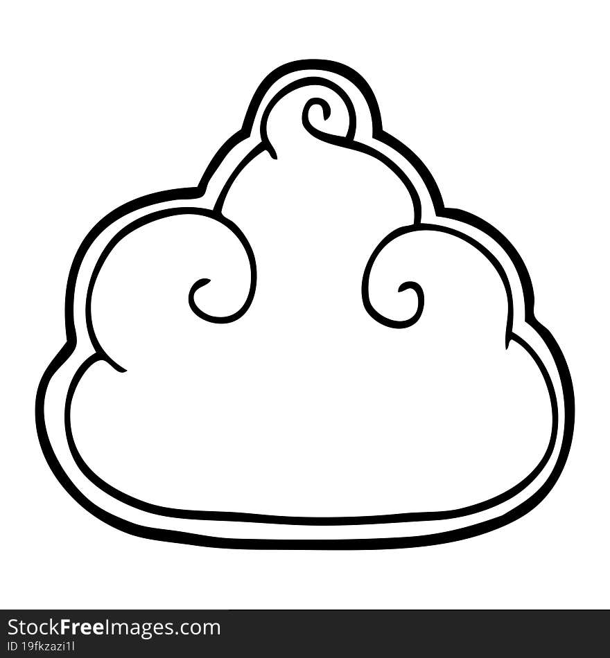 line drawing cartoon storm cloud