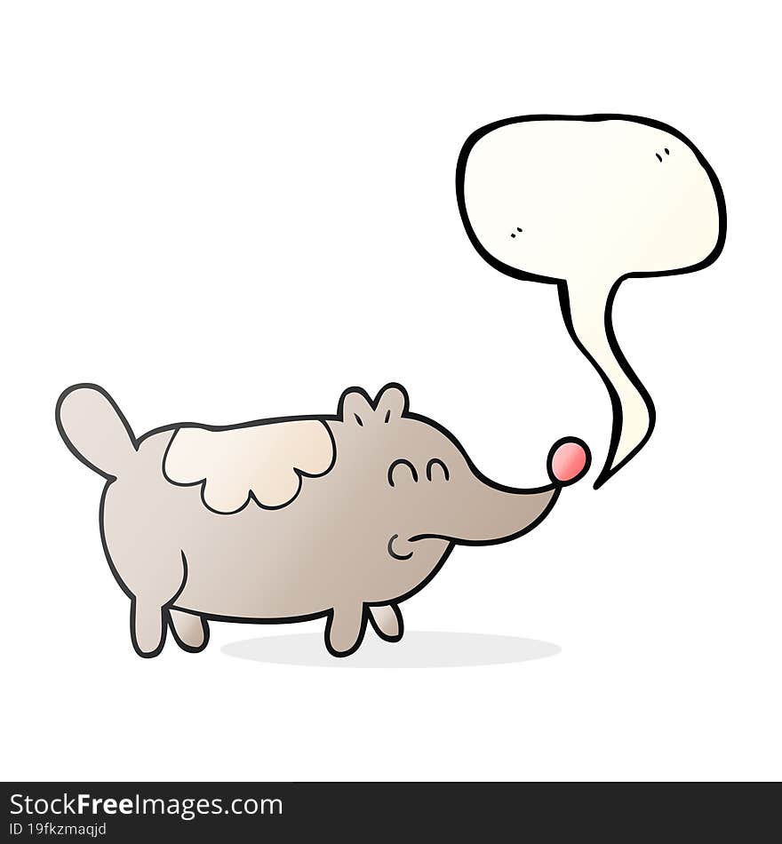 freehand drawn speech bubble cartoon small fat dog