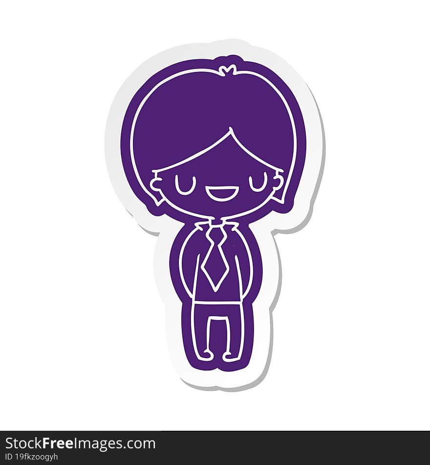 cartoon sticker of a kawaii cute boy