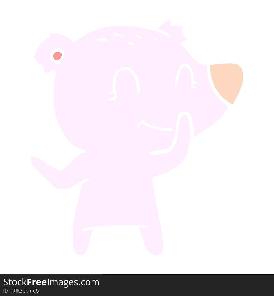 friendly bear flat color style cartoon