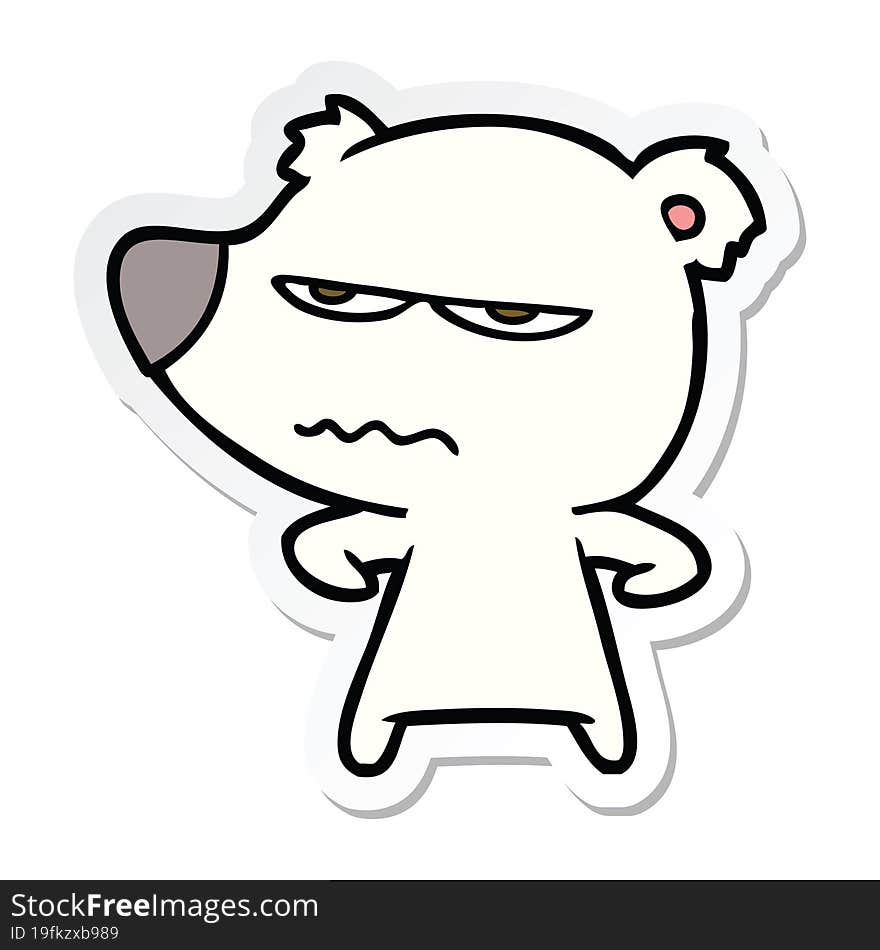 sticker of a angry bear polar cartoon