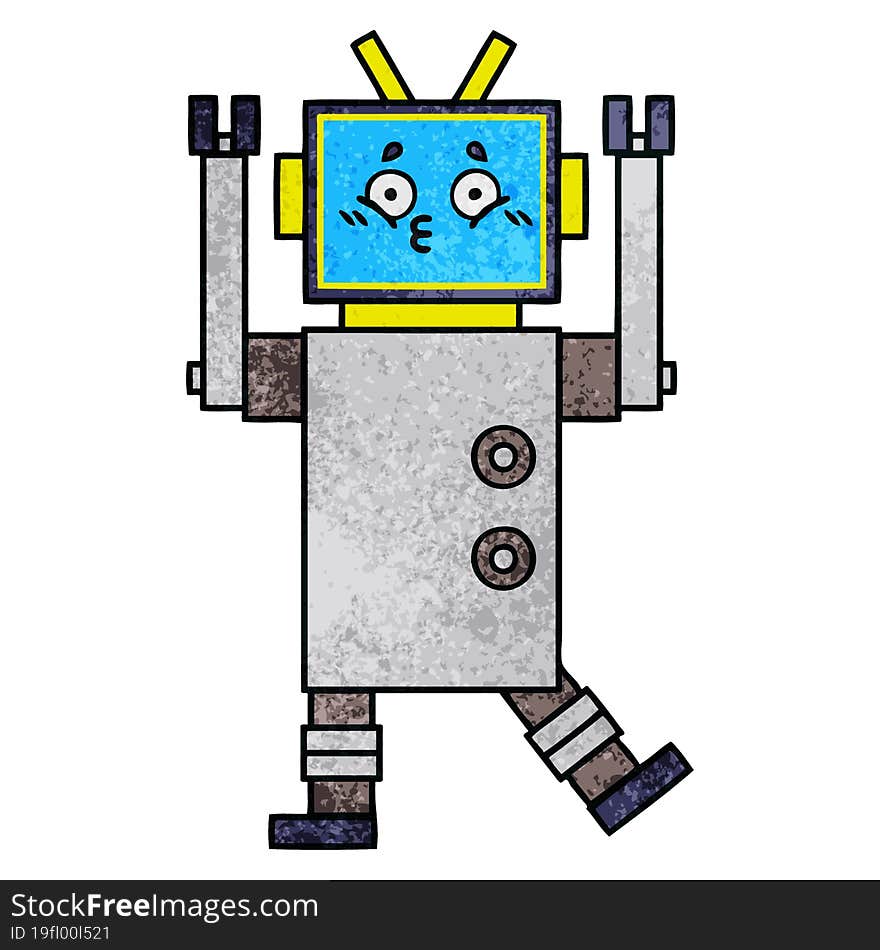 Retro Grunge Texture Cartoon Robot