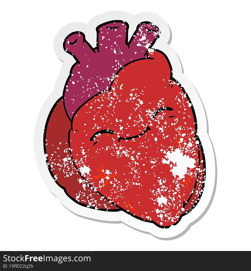 distressed sticker of a cartoon happy heart