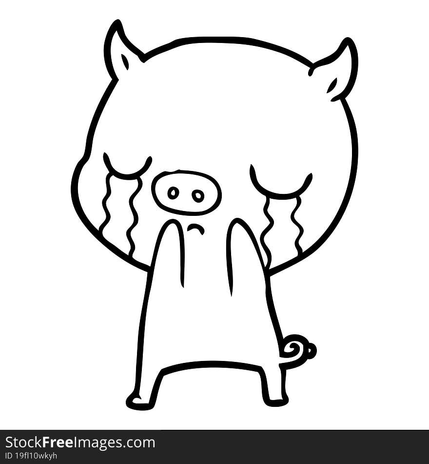 cartoon pig crying. cartoon pig crying