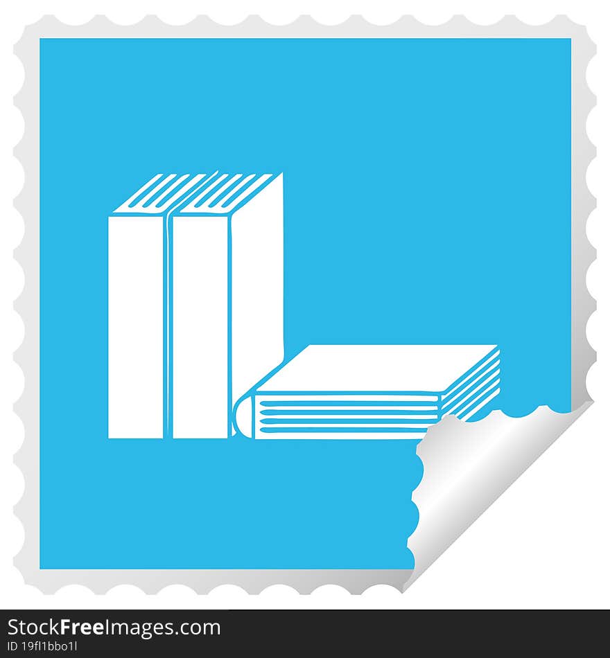 square peeling sticker cartoon of books