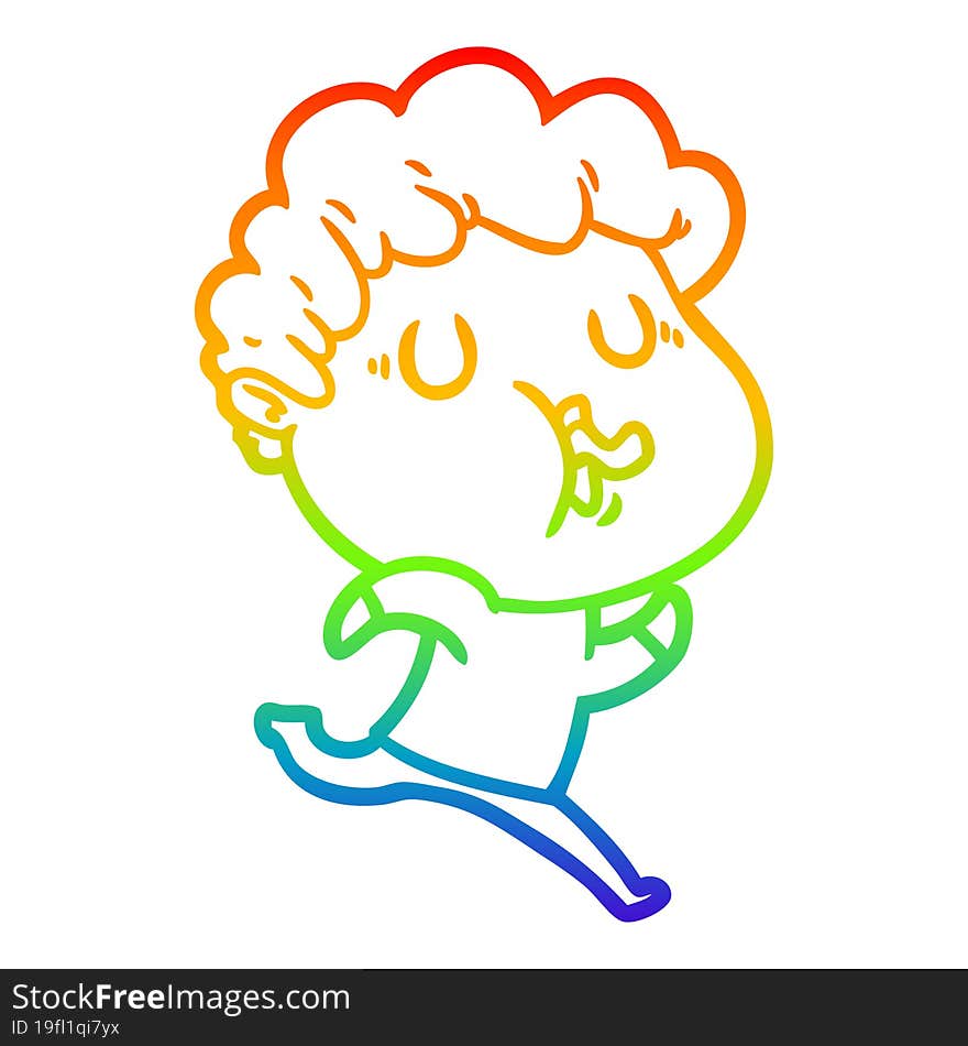 rainbow gradient line drawing cartoon man singing