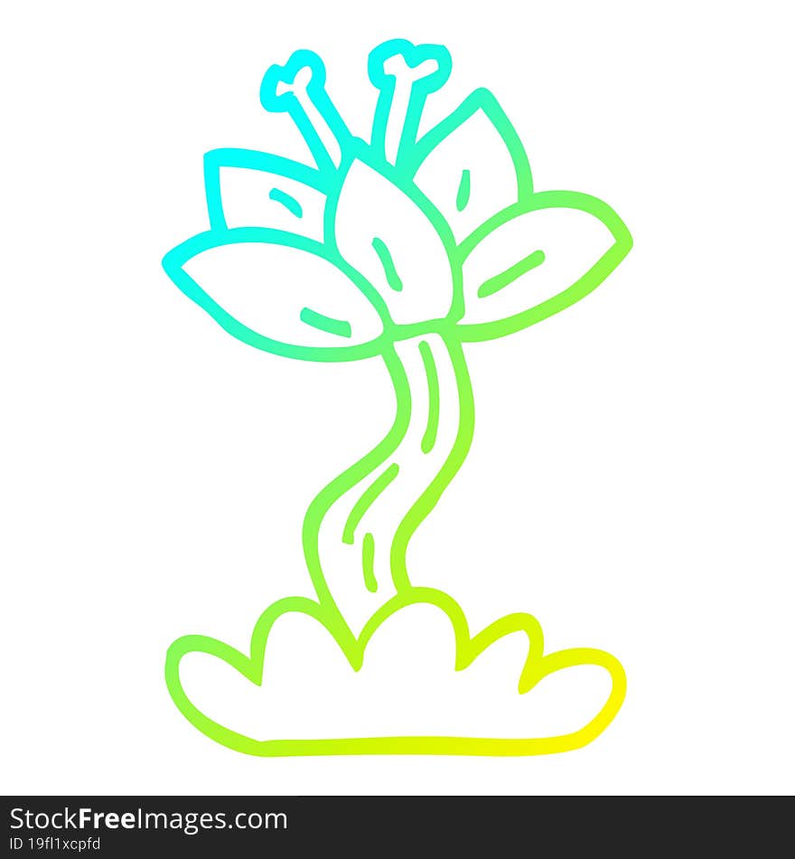 cold gradient line drawing cartoon red lilly