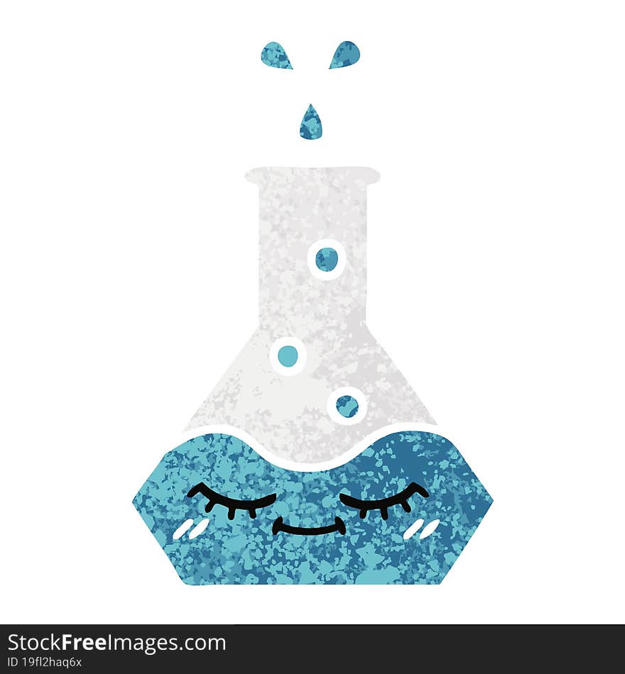 Retro Illustration Style Cartoon Science Beaker