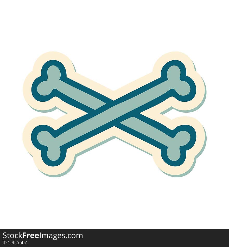 tattoo style sticker of cross bones