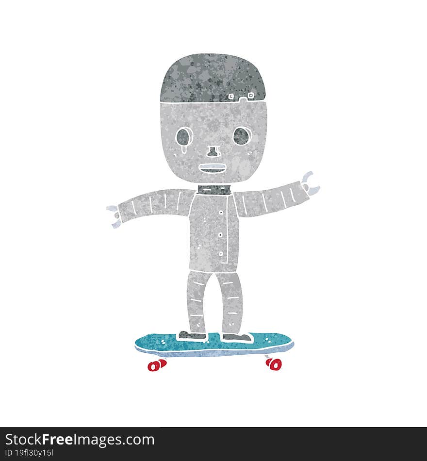 cartoon robot on skateboard