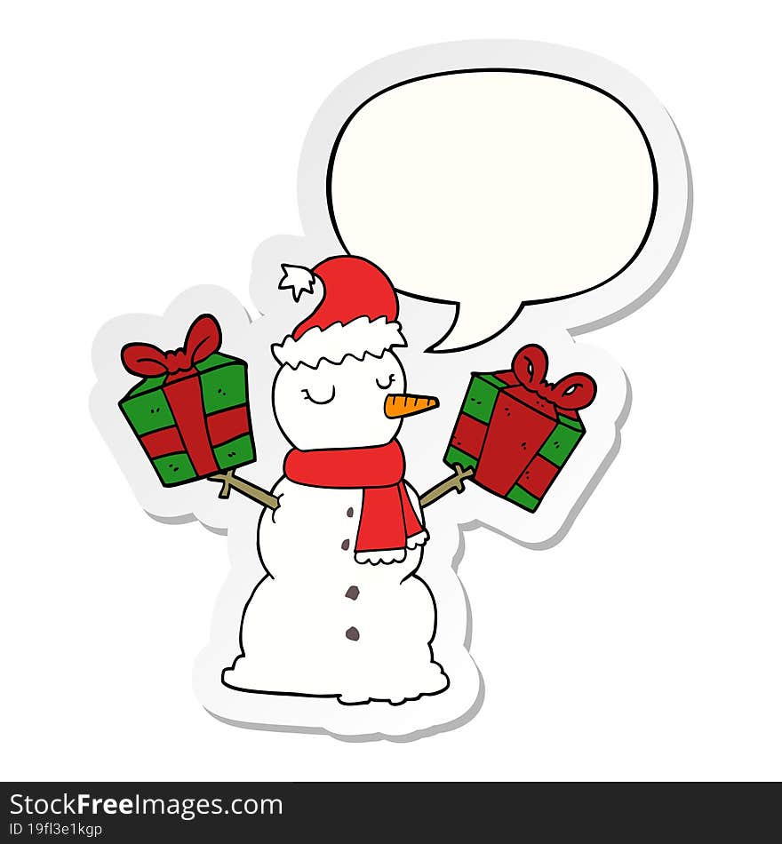 cartoon snowman and speech bubble sticker