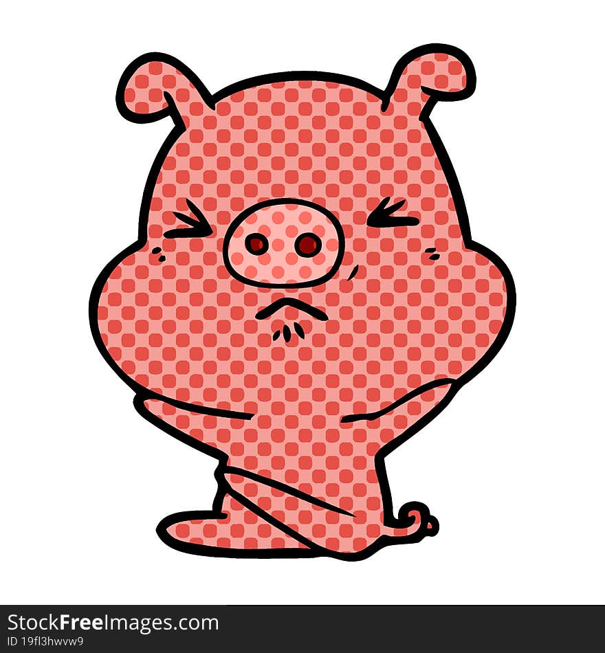 cartoon angry pig. cartoon angry pig