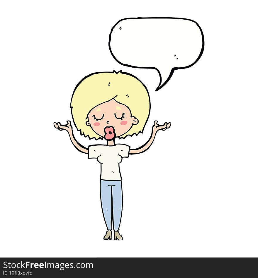 Cartoon Peaceful Woman With Speech Bubble