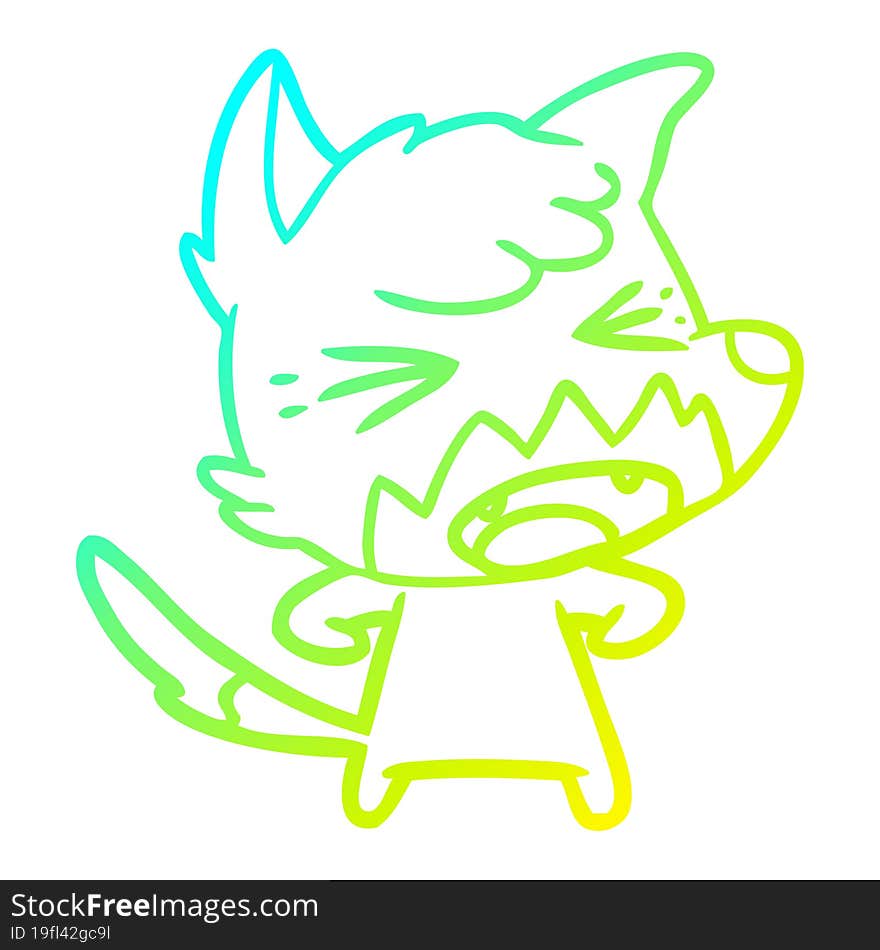 cold gradient line drawing angry cartoon fox