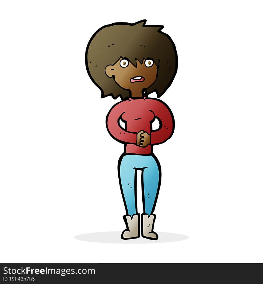 Cartoon Worried Woman