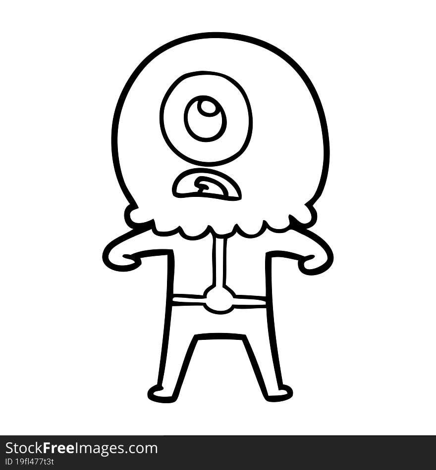 cartoon cyclops alien spaceman. cartoon cyclops alien spaceman