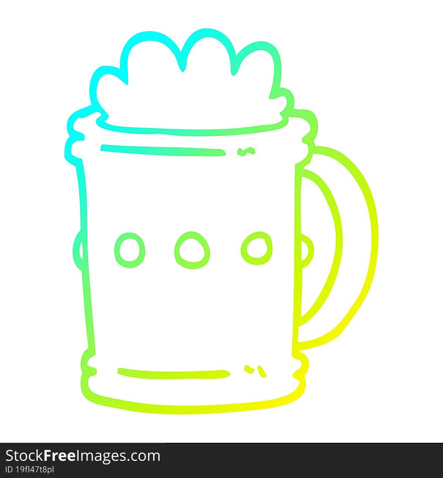 Cold Gradient Line Drawing Cartoon Beer Tankard