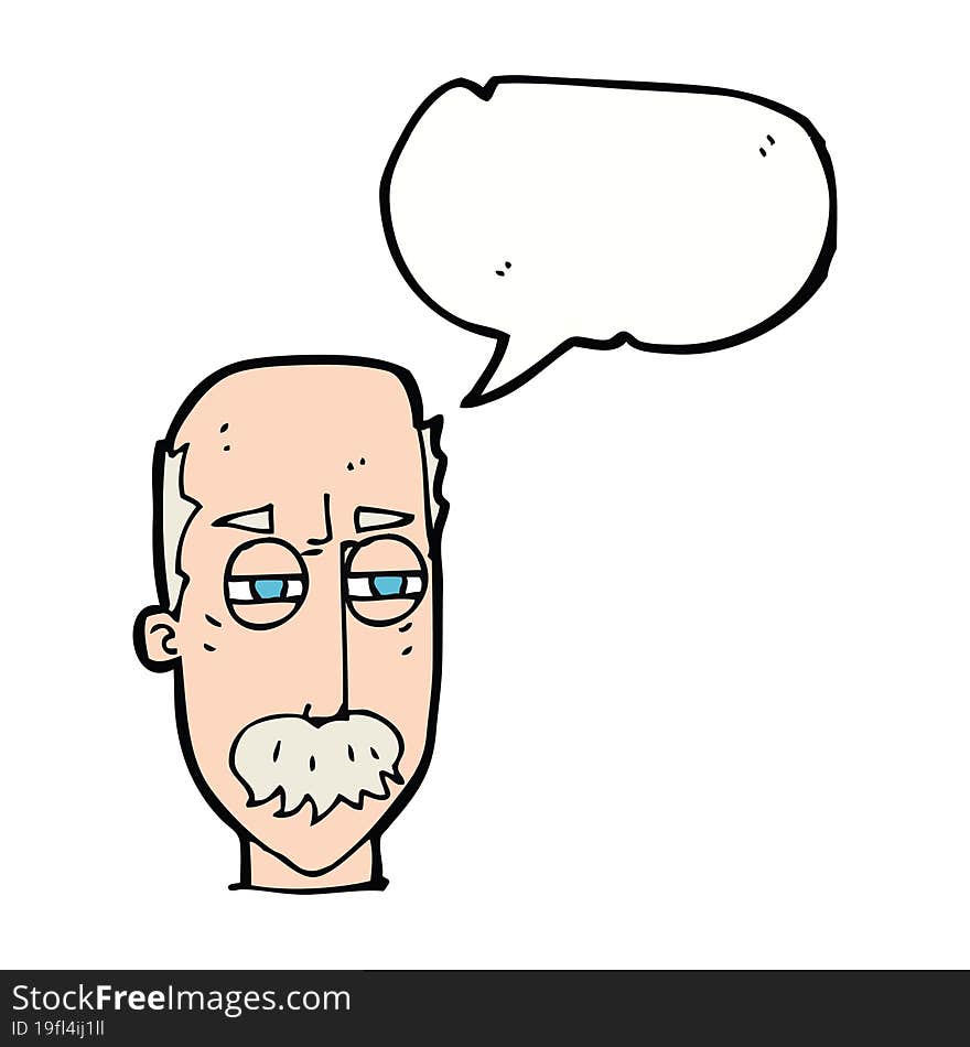 cartoon annoyed old man with speech bubble