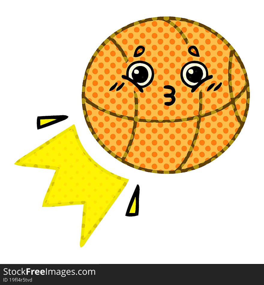 comic book style cartoon of a basketball