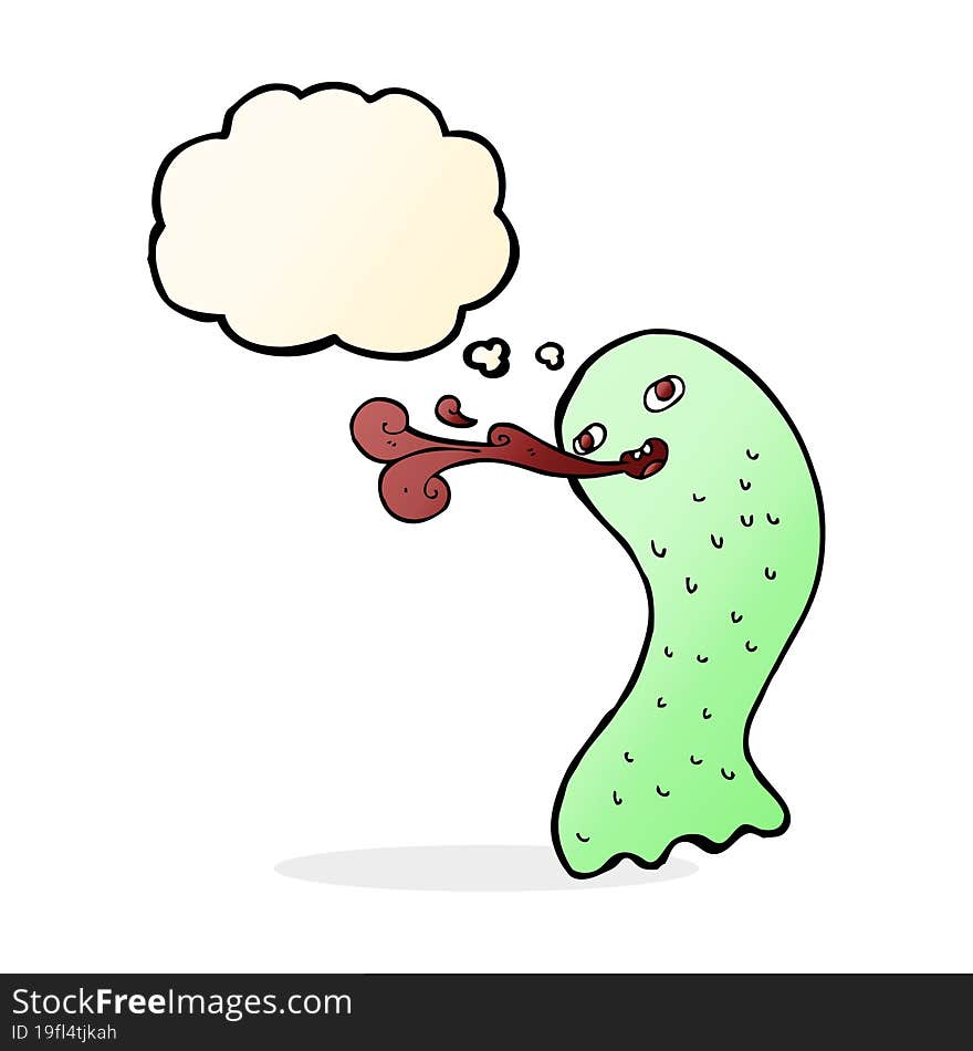 funny cartoon ghost with thought bubble