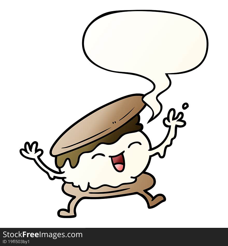 Smore Cartoon And Speech Bubble In Smooth Gradient Style