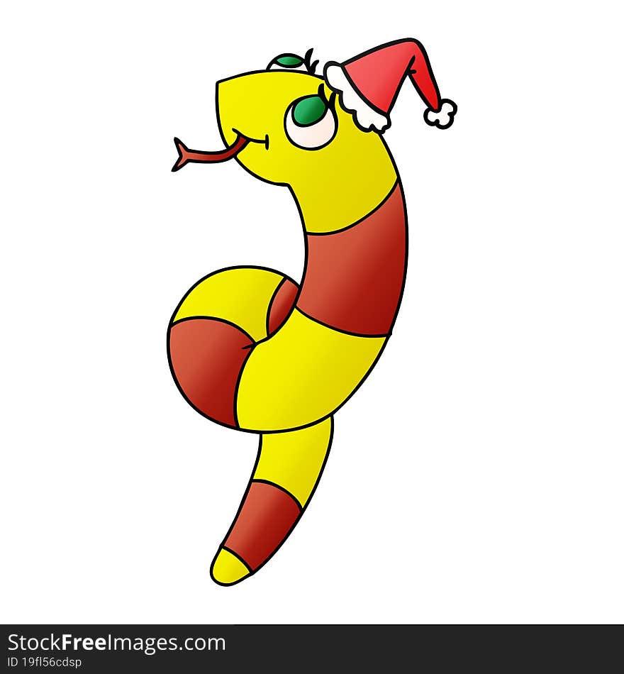 Christmas Gradient Cartoon Of Kawaii Snake