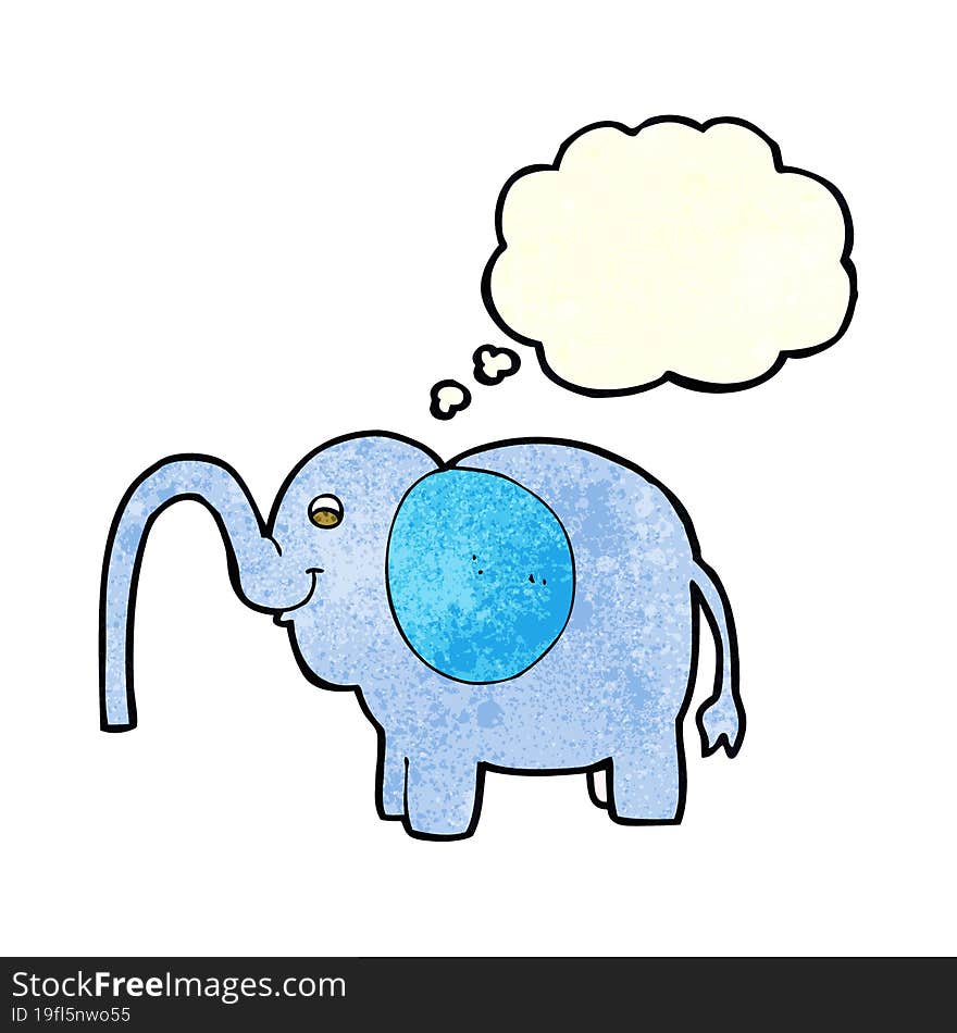 cartoon elephant squirting water with thought bubble