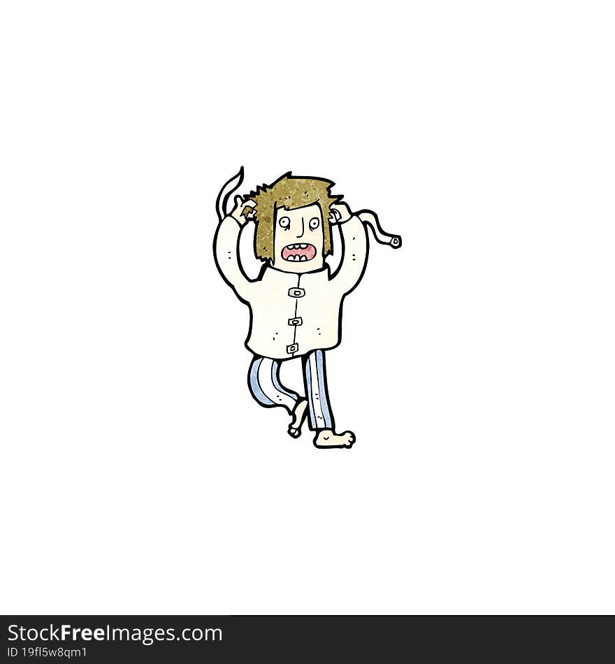 cartoon crazy man in straight jacket