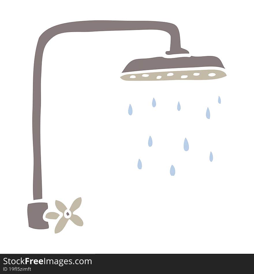 flat color illustration cartoon shower head