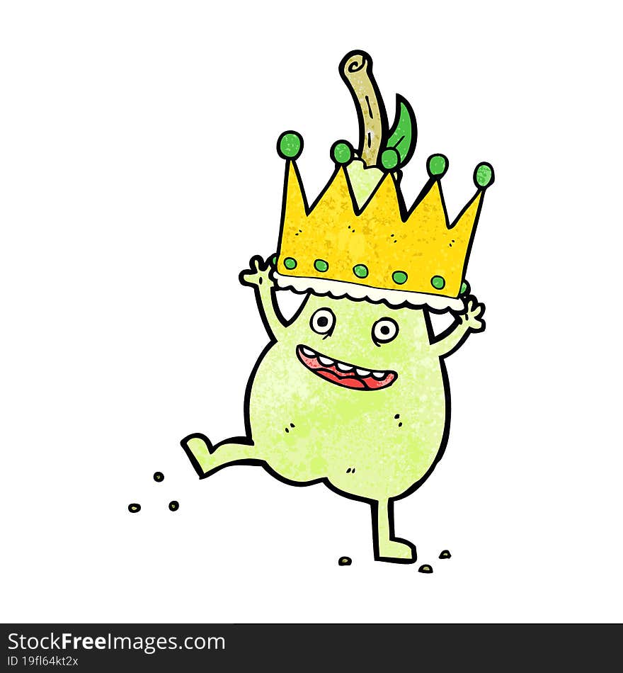 caroon pear wearing crown