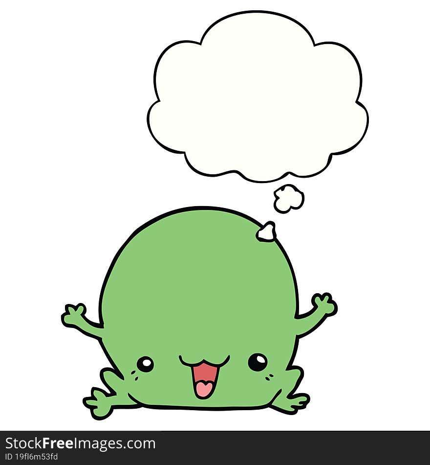 cartoon frog with thought bubble. cartoon frog with thought bubble