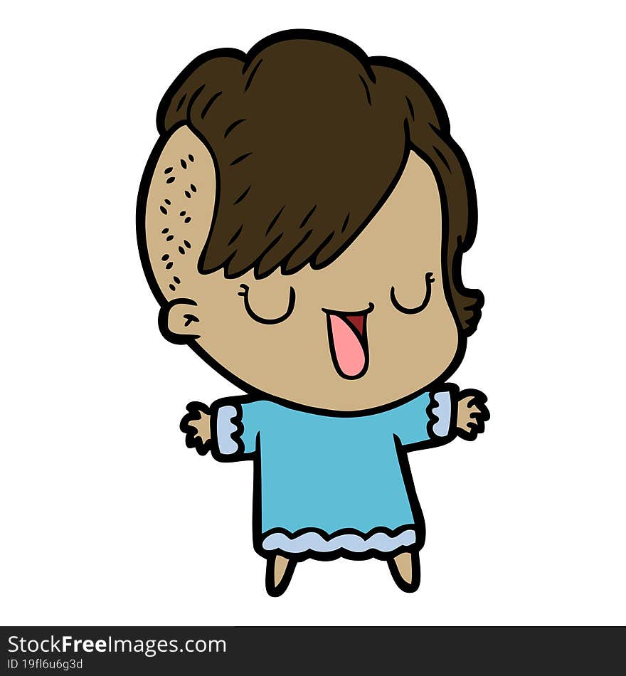 cute cartoon girl with hipster haircut. cute cartoon girl with hipster haircut