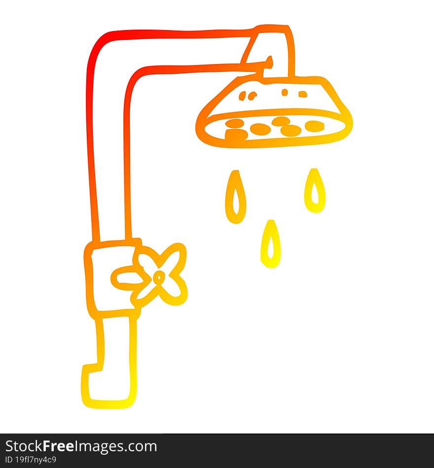 warm gradient line drawing of a cartoon shower head