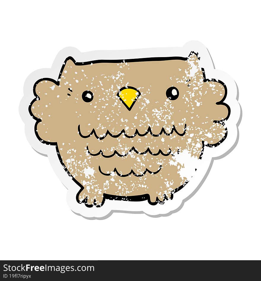 distressed sticker of a cartoon owl