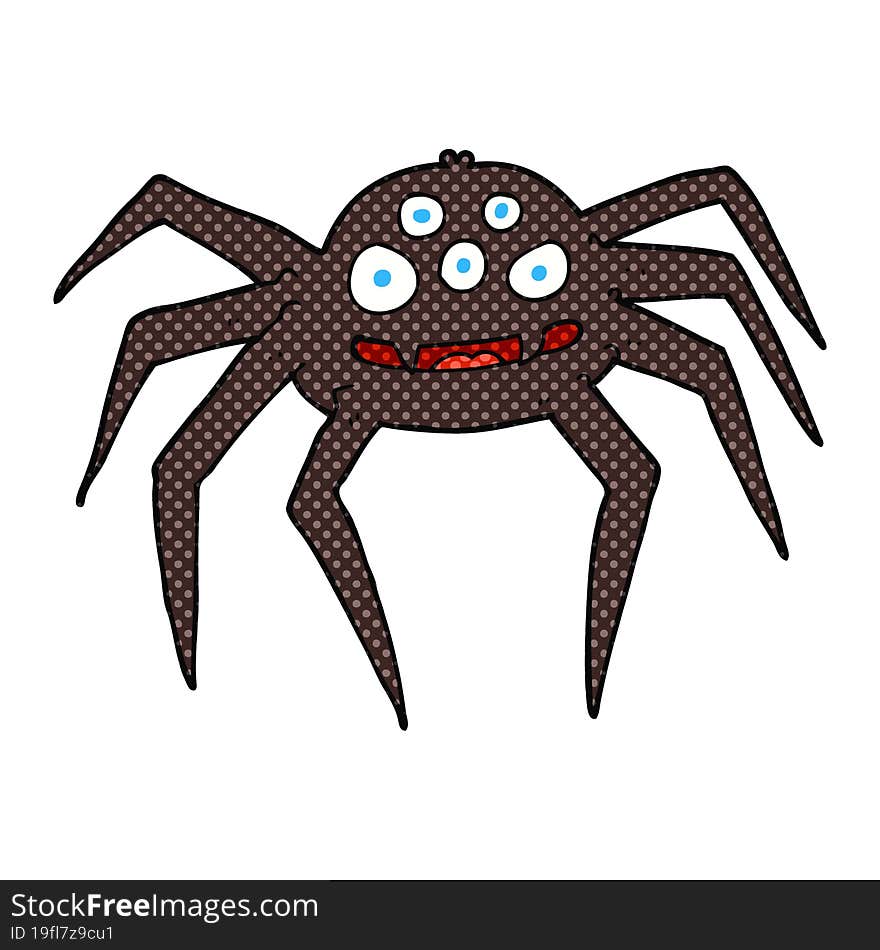 freehand drawn cartoon spider