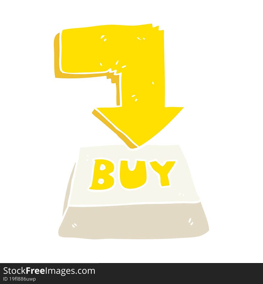 flat color illustration of a cartoon computer key buy symbol